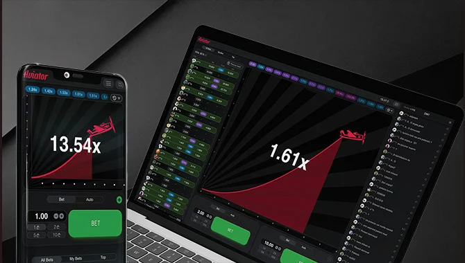 Aviator game on mobile and PC.