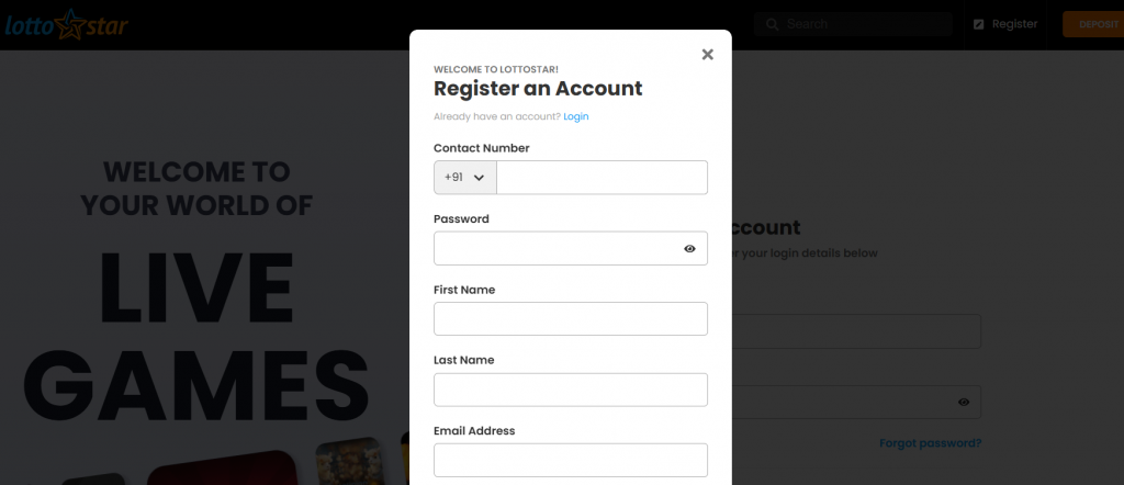 Lottostar Aviator register.